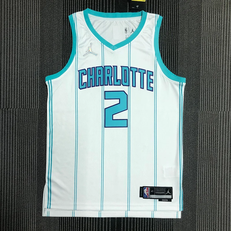 75th anniversary  Charlotte Hornets Basketball Jersey   White  #2  BALL