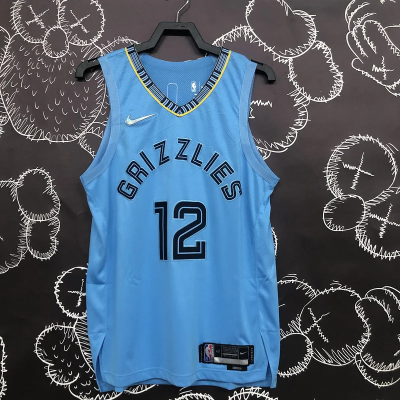 AU Player Version NBA Memphis Grizzlies Basketball Jersey Blue #12 MORANT