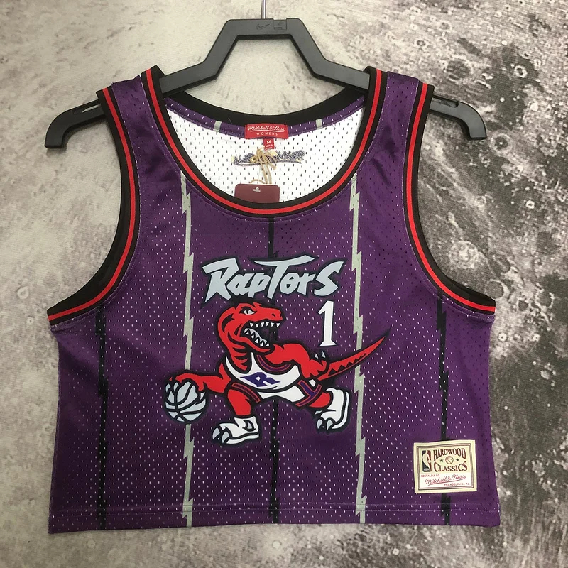 Mitchell Ness Women Retro NBA Toronto Raptors Basketball Jersey Purple #1 McGrady