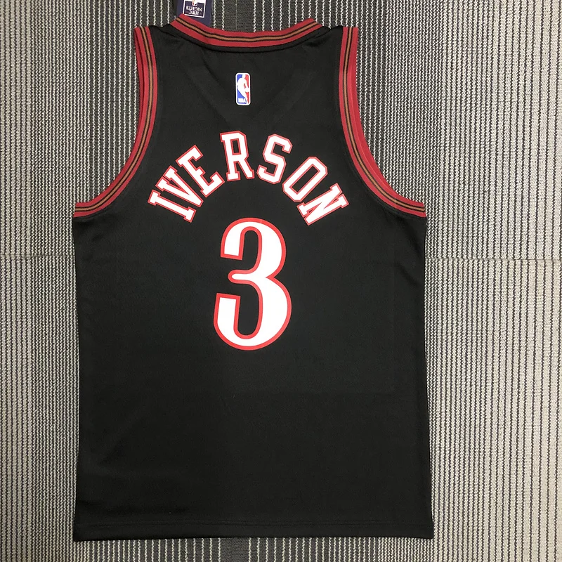 NBA Philadelphia 76ers Basketball Jersey  Retro Black #3 IVERSON