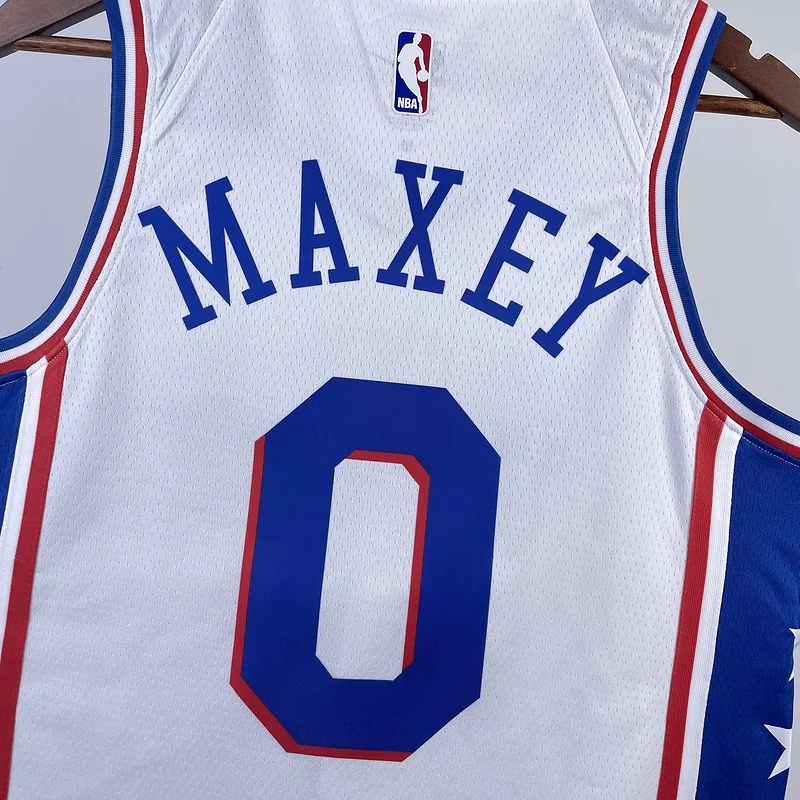 2023 Season NBA Philadelphia 76ers Basketball Jersey Home White #0 MAXEY