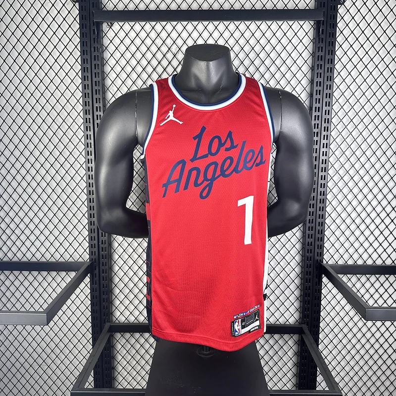 2025 Season    NBA Los Angeles Clippers Basketball jersey    trapeze  limited   Red  #1    HARDEN