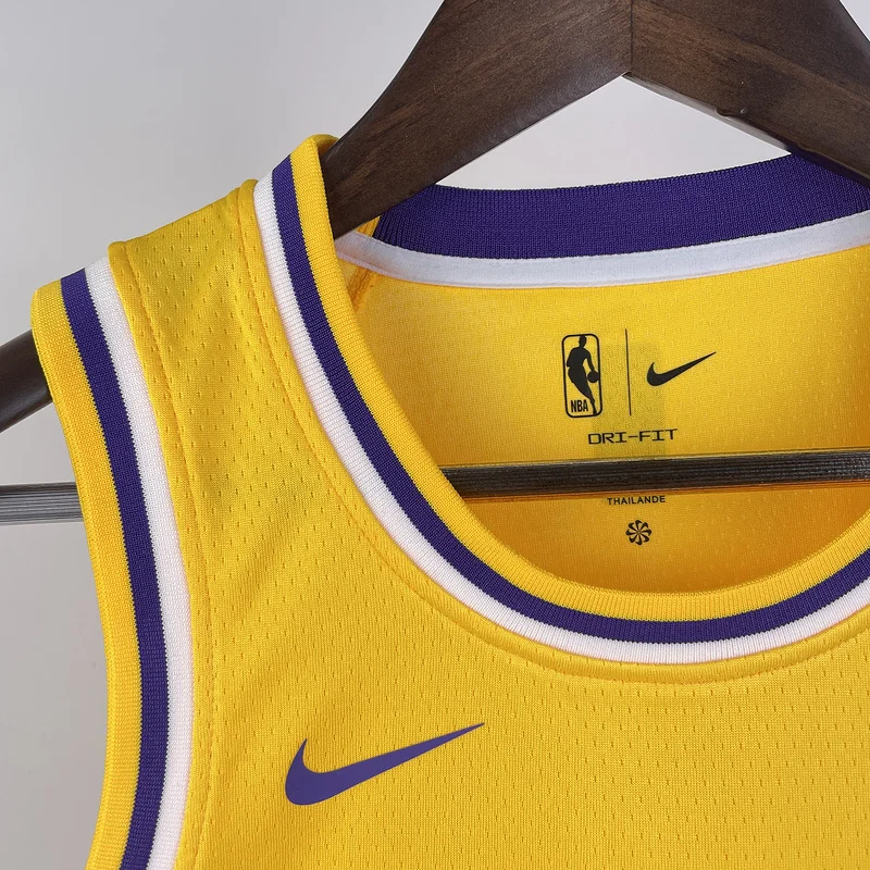 Youth kids Basketball Jersey Los Angeles Lakers Yellow #23 JAMES