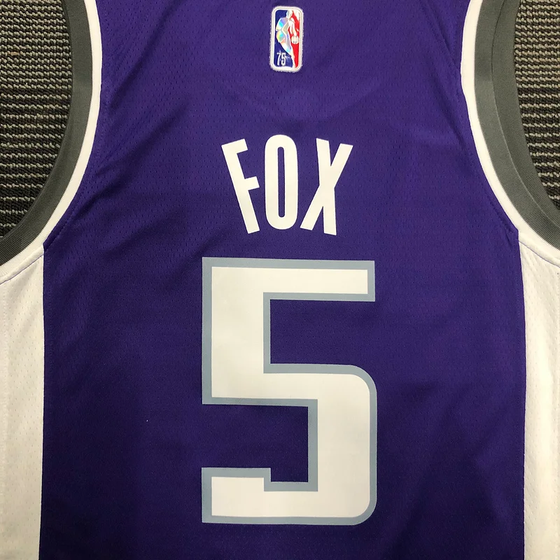 75th anniversary Sacramento Kings Basketball Jersey Purple #5 FOX