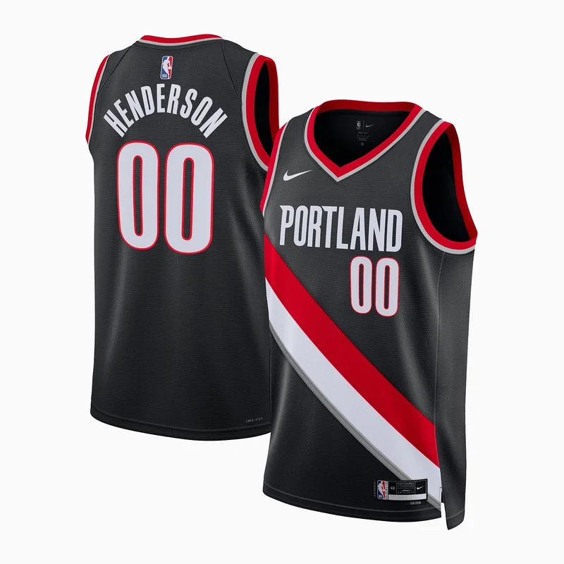 2023  Portland Trail Blazers Basketball Jersey   Black  #00   HENDERSON