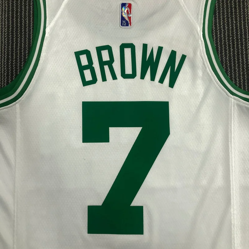 75th anniversary NBA Boston Celtics Basketball Jersey White #7 BROWN