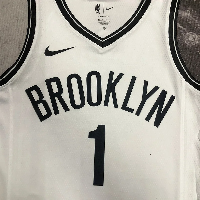 Brooklyn Nets Basketball jersey V-neck  White #1 BRIDGES