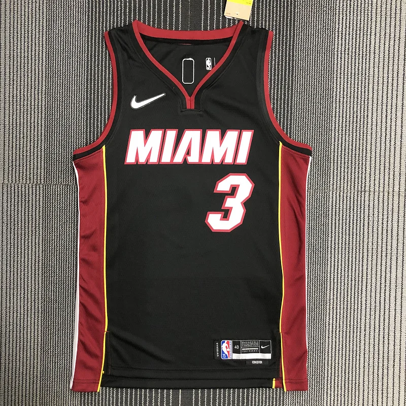 75th anniversary NBA Miami Heat basketball jersey Black #3 WADE