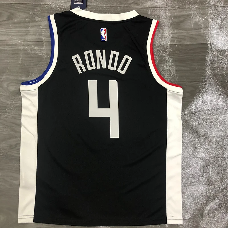 2020 Season NBA Los Angeles Clippers Basketball jersey   Latin   Black   #4   RONDO