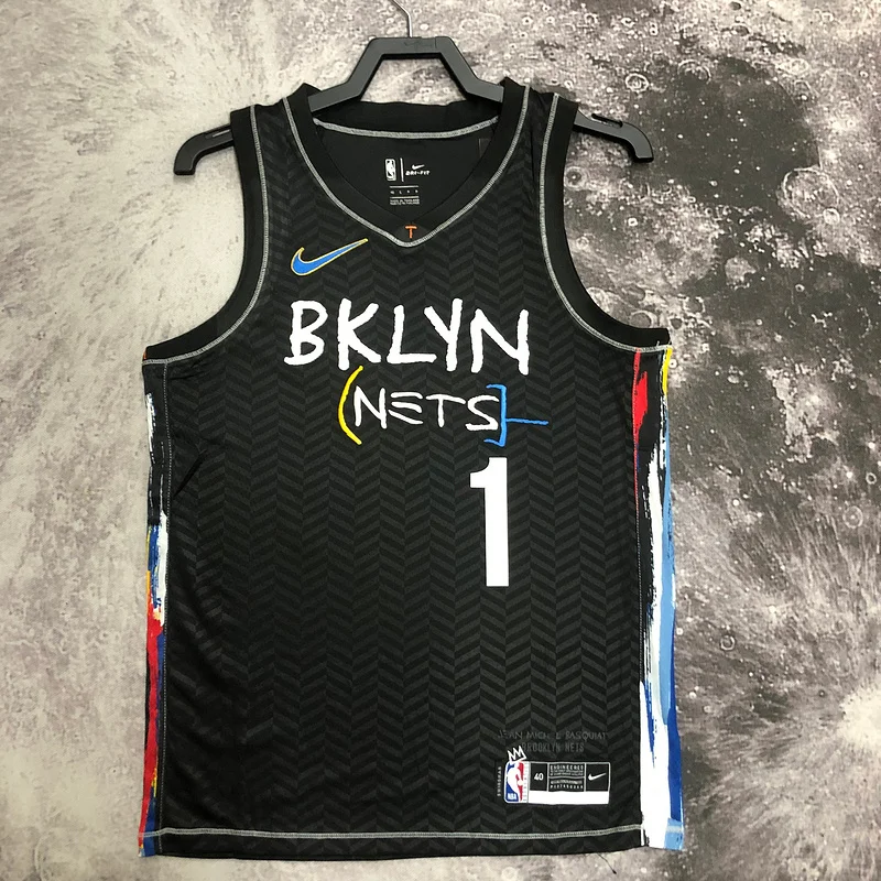 Brooklyn Nets Basketball jersey Graffiti Black #1 BRIDGES