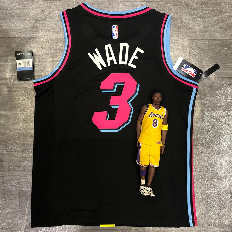 NBA Miami Heat basketball jersey round neck Black #3 WADE