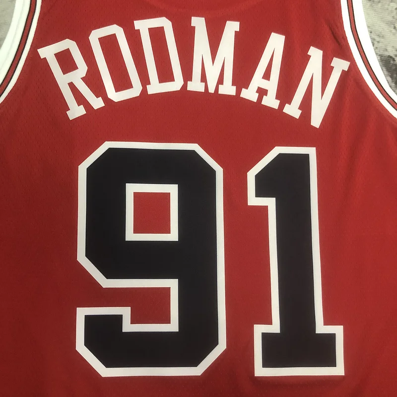 2023 Season NBA Chicago Bulls Basketball jersey red #91 RODMAN