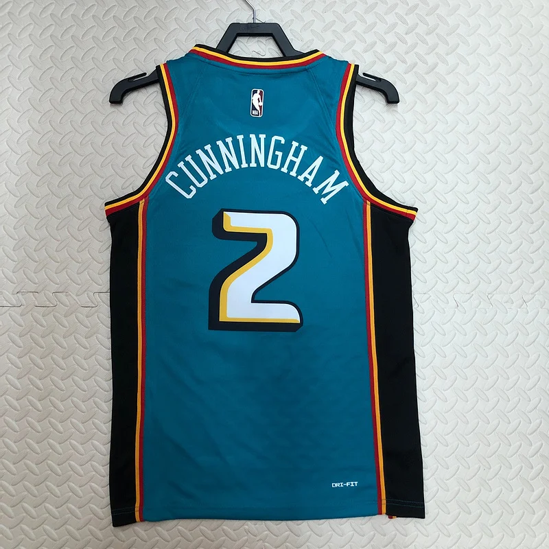 2023 Detroit Pistons Basketball Jersey Retro #2 CUNNINGHAM