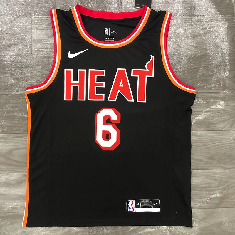 2018 Season NBA Miami Heat basketball jersey retro night Black #6 JAMES