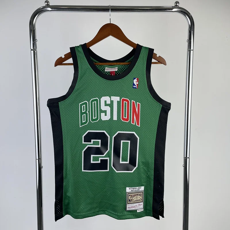 MN Hot Print Retro Boston Celtics Basketball Jersey italian race #20 ALLEN