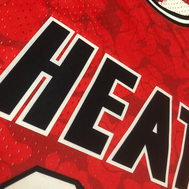 BAPE×M&N Co-branded NBA Miami Heat basketball jersey red 9 #3