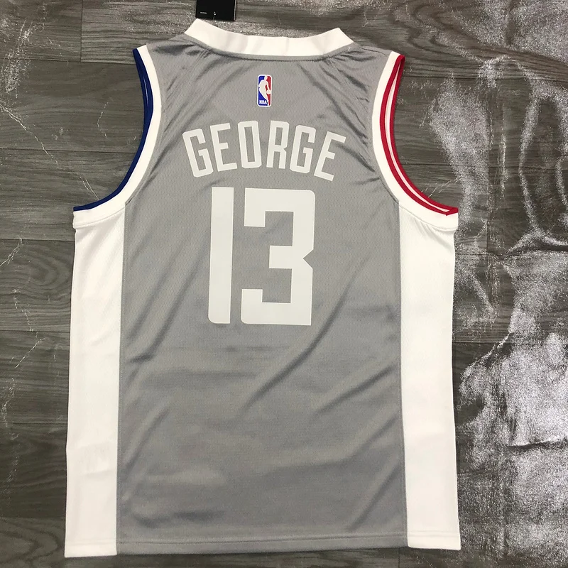 2021 Season  NBA Los Angeles Clippers Basketball jersey   bonus edition   Gray  #13   GEORGE