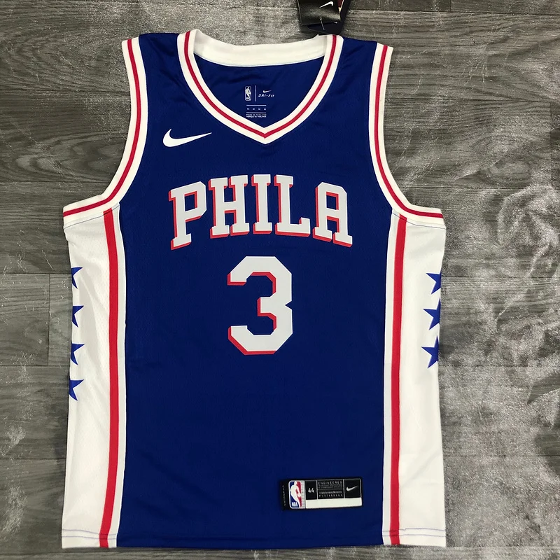 NBA Philadelphia 76ers Basketball Jersey V-neck Blue #3 IVERSON