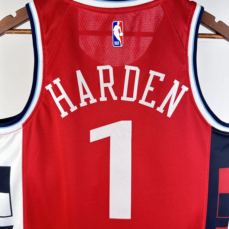 2025 Season    NBA Los Angeles Clippers Basketball jersey    trapeze  limited   Red  #1    HARDEN