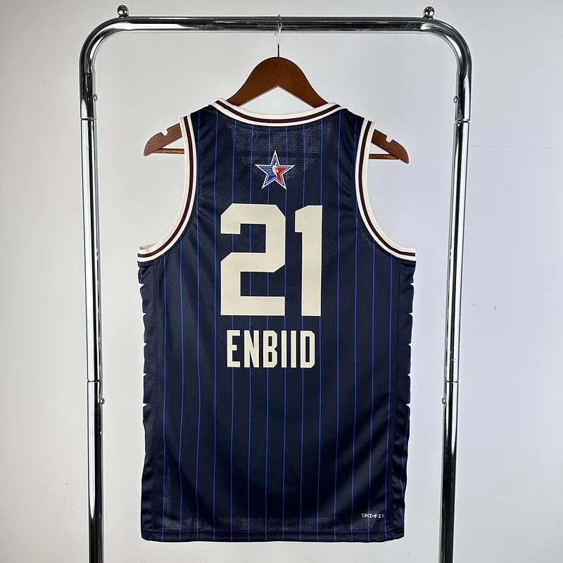 2024 Season NBA Philadelphia 76ers Basketball Jersey All-Star Blue #21 EMBIID