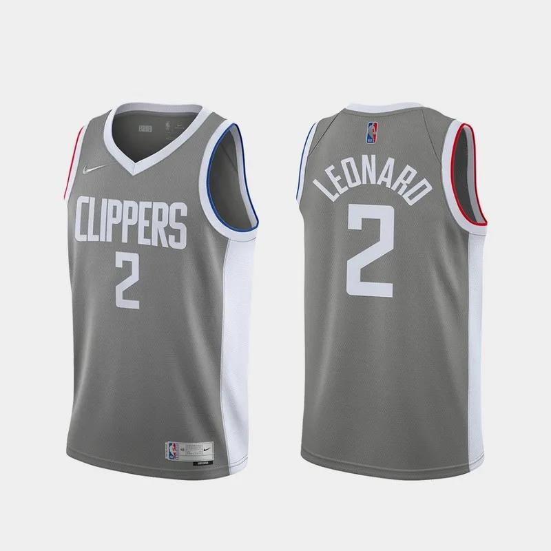 2021 Season  NBA Los Angeles Clippers Basketball jersey   bonus edition   Gray  #2   LEONARD