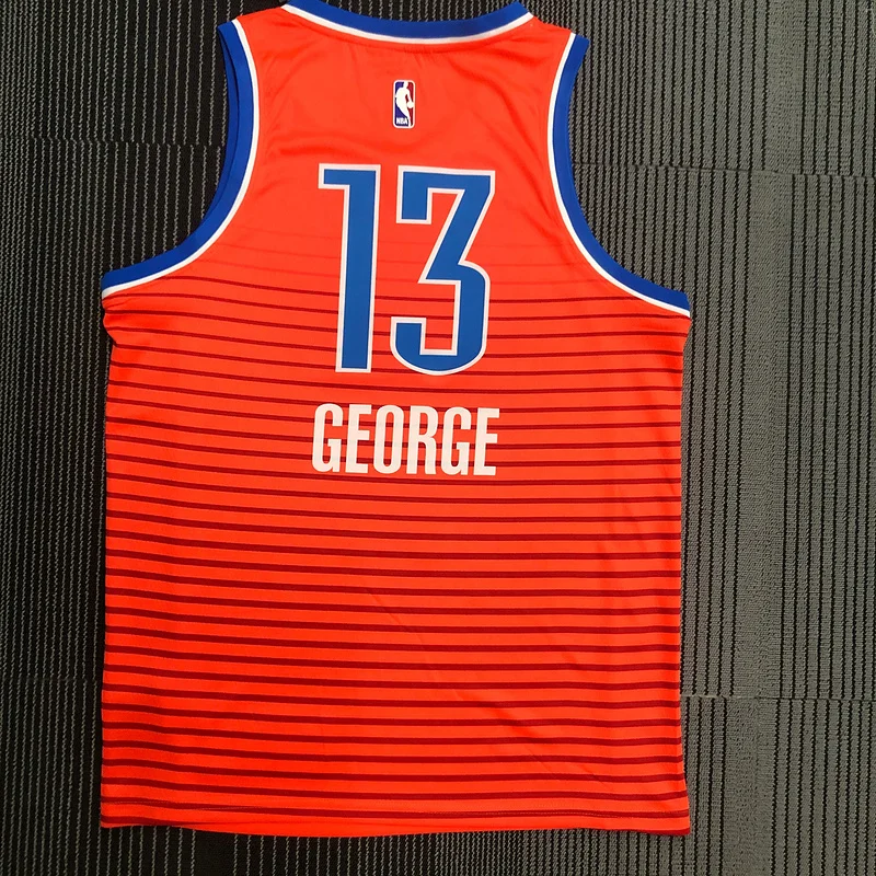 2021 NBA Oklahoma City Thunder Basketball Jersey trapeze Orange #13 GEORGE