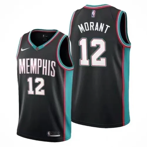 2021 Season NBA Memphis Grizzlies Basketball Jersey Retro Black #12 MORANT