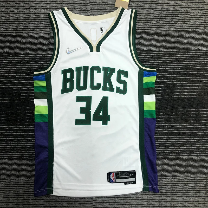 2022 Season NBA Milwaukee Bucks Basketball jersey city version #34 Antetokounmpo