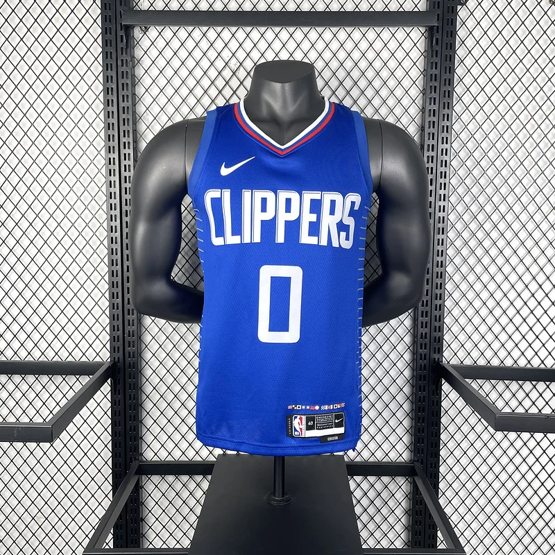 2023 Season   NBA Los Angeles Clippers Basketball jersey   Aawy   Blue  #0    WESTBROOK