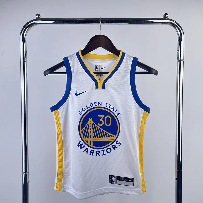 Youth kids Basketball Jersey Golden State Warriors White #30 CURRY