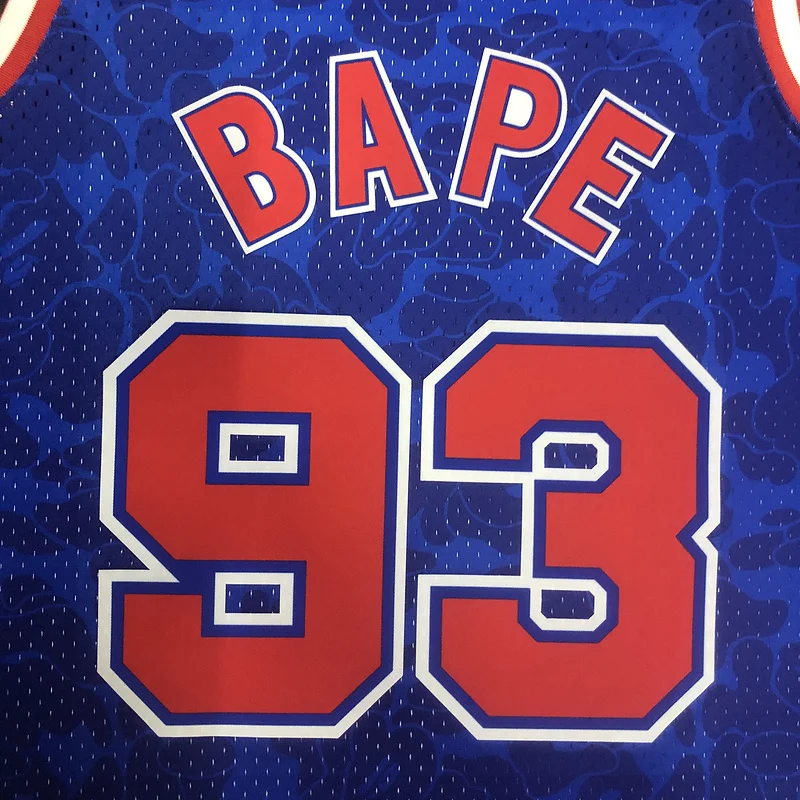 BAPE×M&N Co-branded Brooklyn Nets Basketball jersey Blue #93