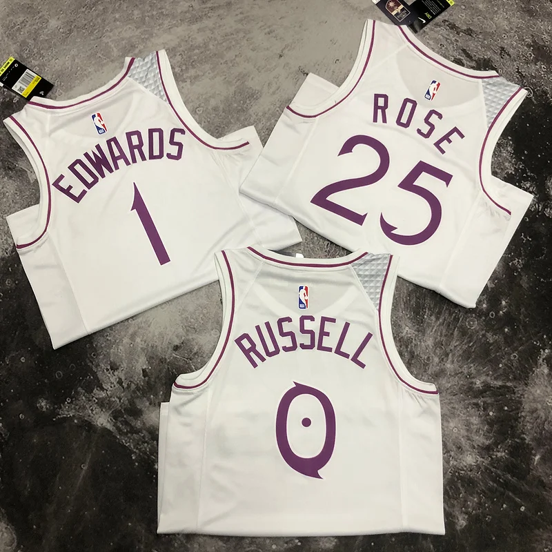 Minnesota Timberwolves Basketball Jersey white pink #0 RUSSELL