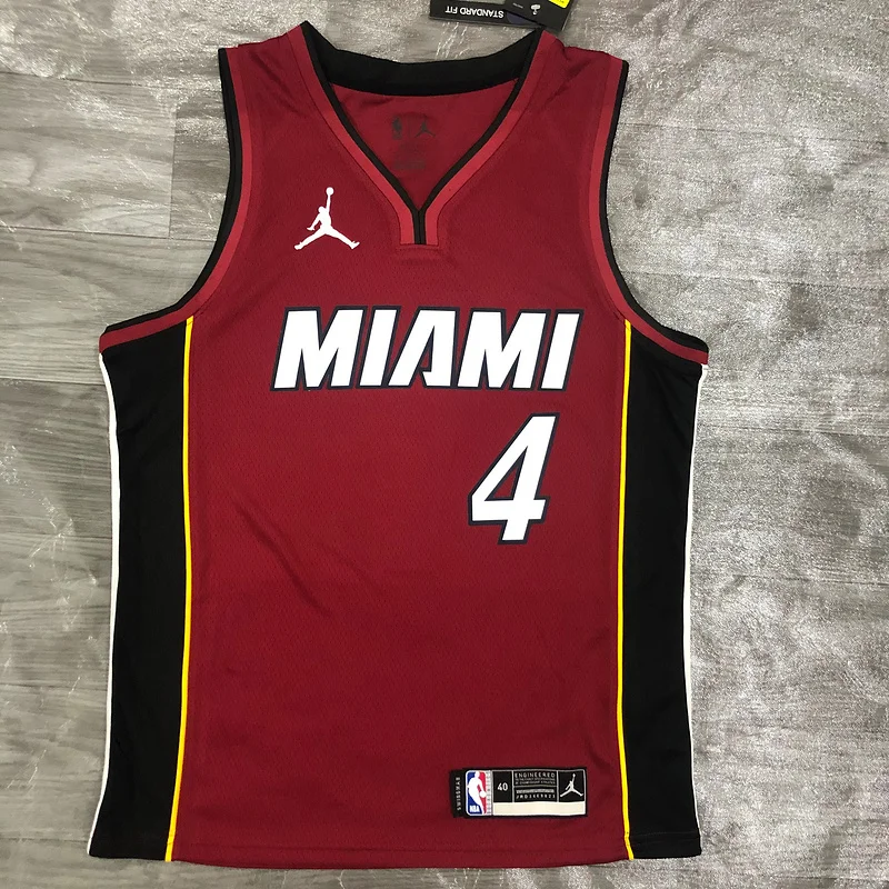 2021 Season NBA Miami Heat basketball jersey Jordan V-neck maroon red #4 OLADIPO