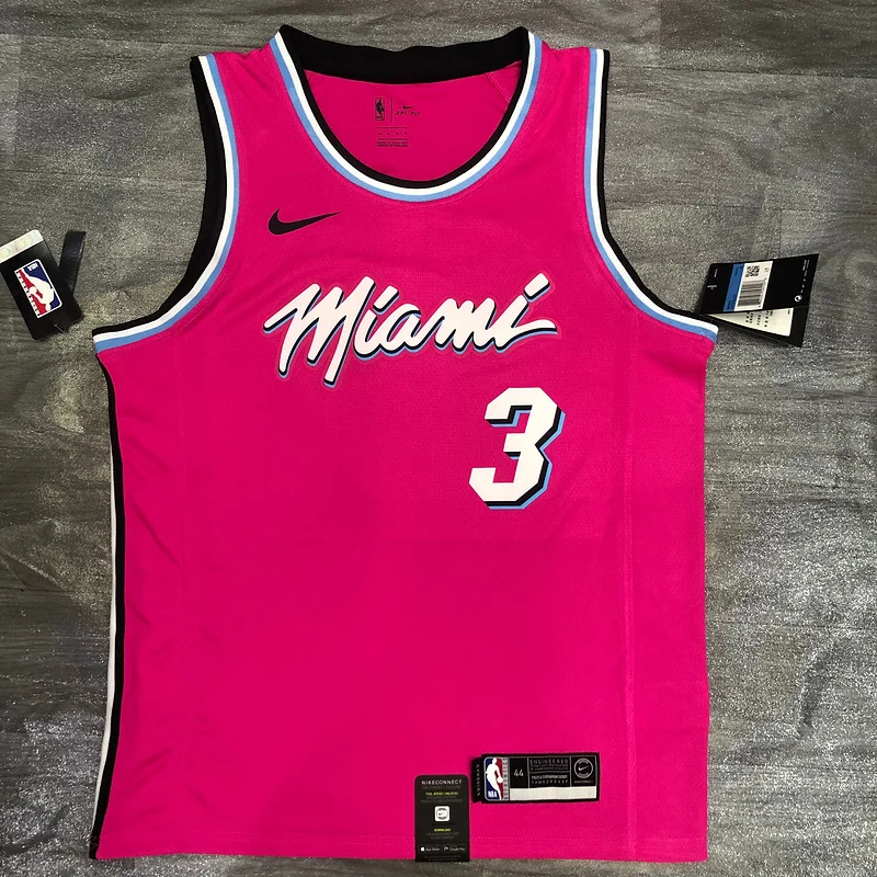 NBA Miami Heat basketball jersey round neck Pink #3 WADE