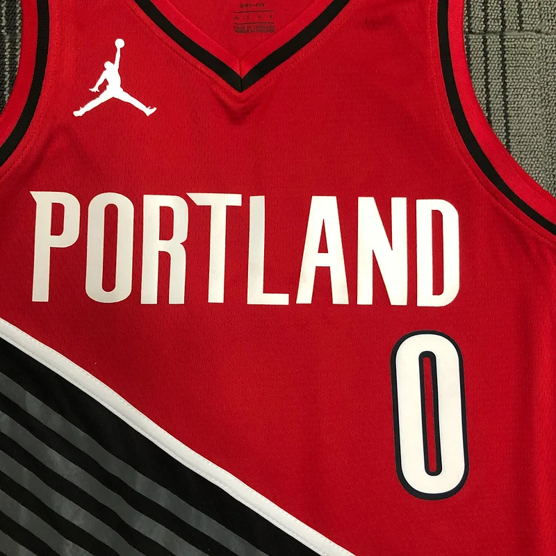 Portland Trail Blazers Basketball Jersey Red Jordan Style #0 LILIARD