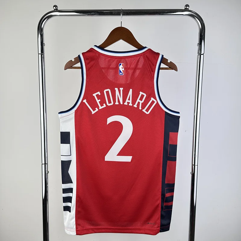 2025 Season    NBA Los Angeles Clippers Basketball jersey    trapeze  limited   Red  #2   LEONARD