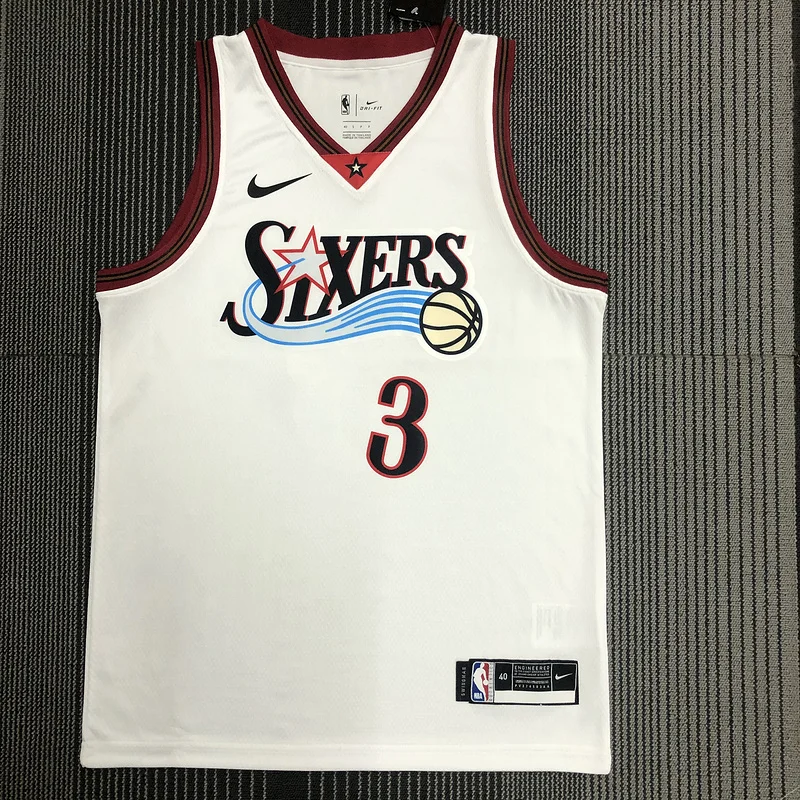 NBA Philadelphia 76ers Basketball Jersey  Retro White #3 IVERSON