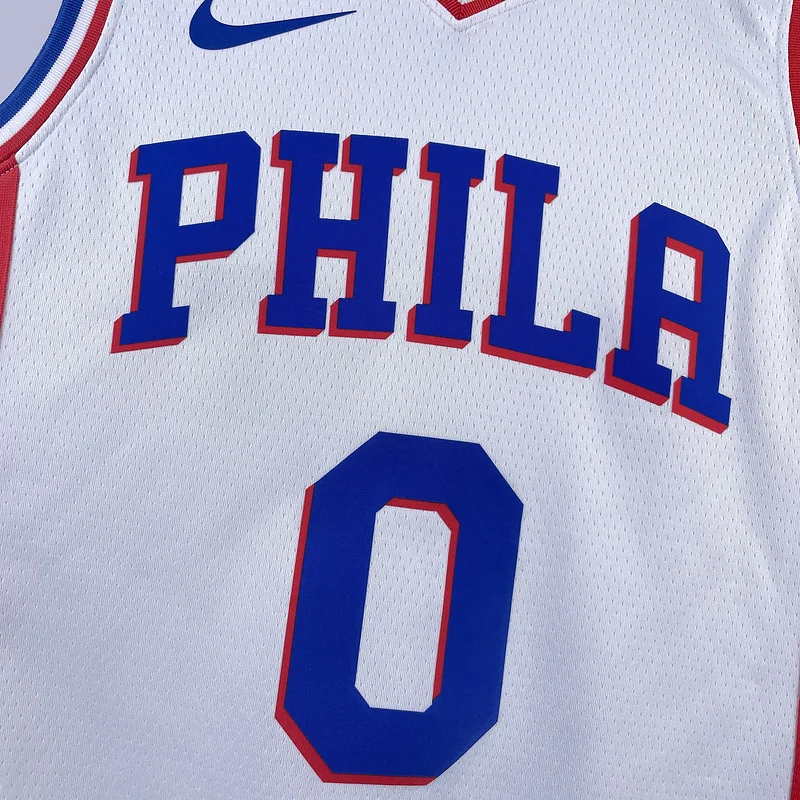 2023 Season NBA Philadelphia 76ers Basketball Jersey Home White #0 MAXEY