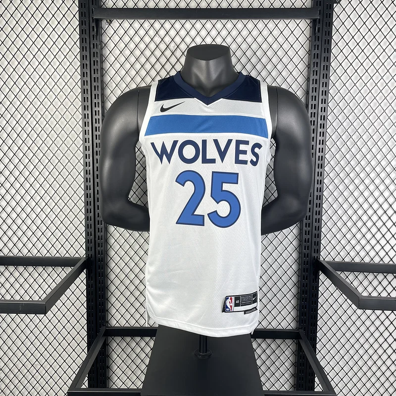 2023 Minnesota Timberwolves Basketball Jersey Home White #25 ROSE