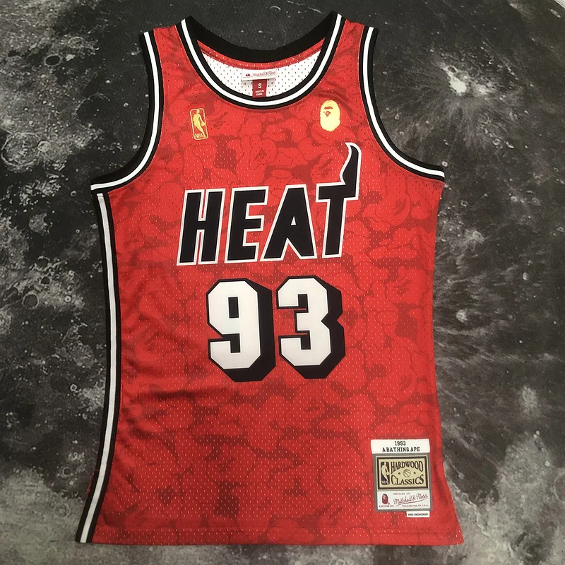 BAPE×M&N Co-branded NBA Miami Heat basketball jersey red 9 #3