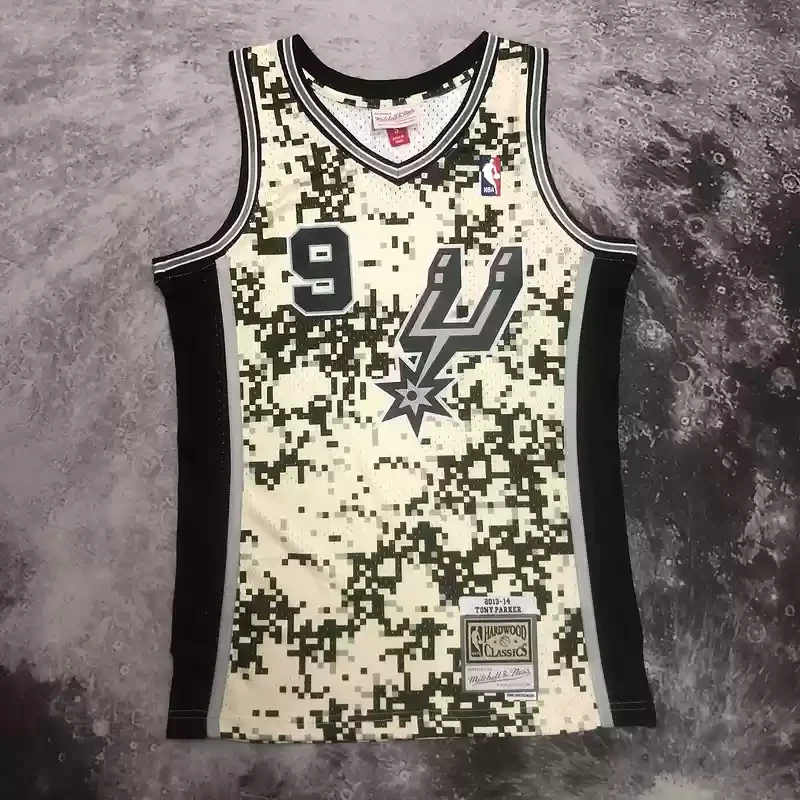 Mitchell Ness Hot Print Retro San Antonio Spurs Basketball Jersey 2013 2014 camouflage #9 PARKER