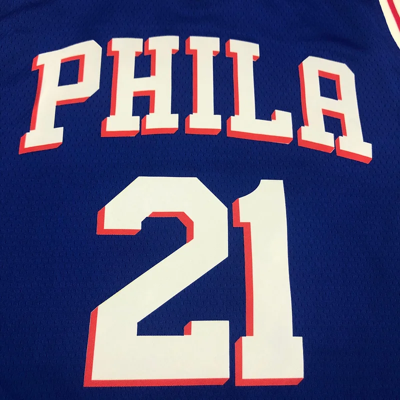 NBA Philadelphia 76ers Basketball Jersey V-neck Blue #21 EMBIID