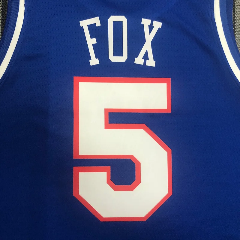 Sacramento Kings Basketball Jersey Blue #5 FOX