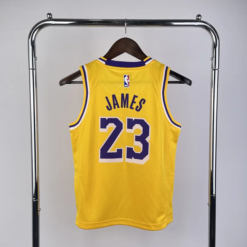 Youth kids Basketball Jersey Los Angeles Lakers Yellow #23 JAMES