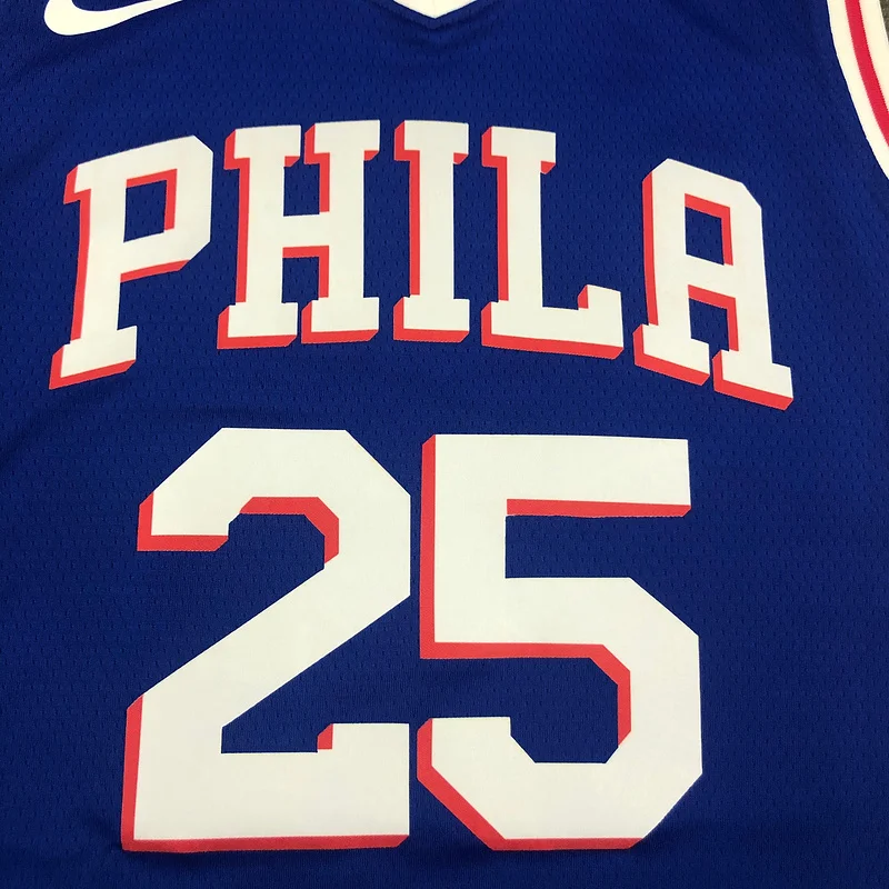 NBA Philadelphia 76ers Basketball Jersey V-neck Blue #25 SIMMONS