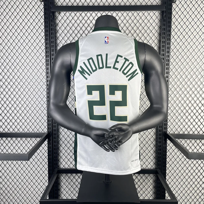 2023 Season NBA Milwaukee Bucks Basketball jersey Home White #22 MIDDLETON