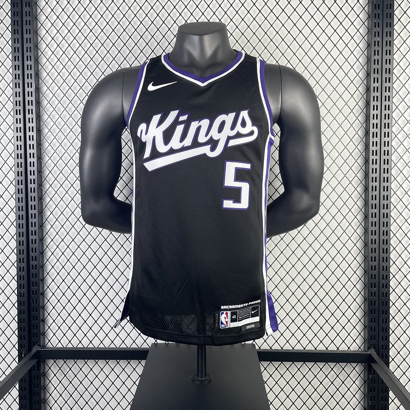 2024 Sacramento Kings Basketball Jersey Aawy Black #5 FOX