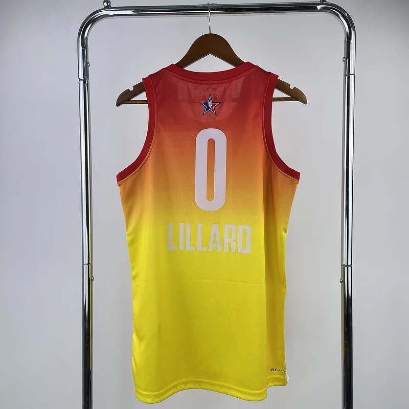 2023   All-Star   Portland Trail Blazers Basketball Jersey  Yellow  #0   LILIARD