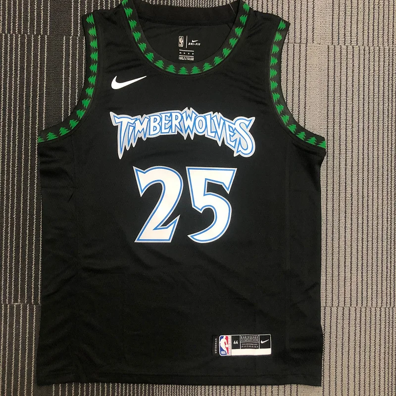 2018 Retro Minnesota Timberwolves Basketball Jersey Black #25 ROSE