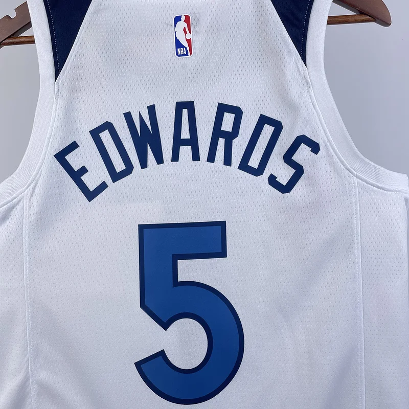 2023 Minnesota Timberwolves Basketball Jersey Home White #5 EDWARDS